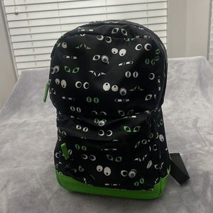 Black, green backpack